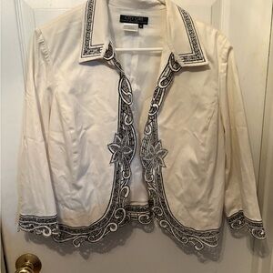 City Girl Women's Cream Blazer‎ with Black Detailing